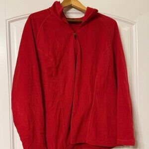 Land's Ends Womens Fleece Red Half Zip